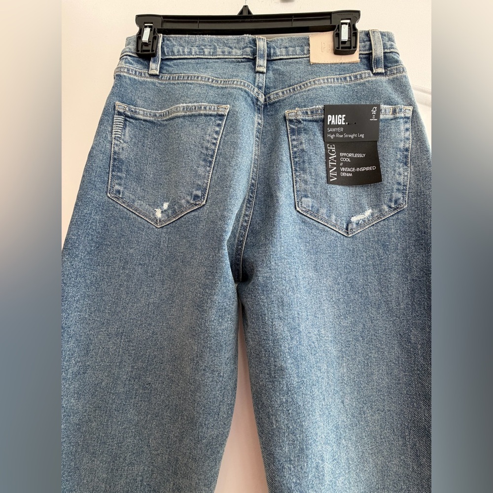 NWT. PAIGE SAWYER High Rise Straight Leg LightBlue Women's Jeans - Picture 4 of 12